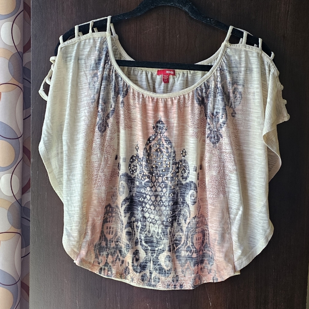 BONGO Cream Women's Blouse With Cut Out Sleeves